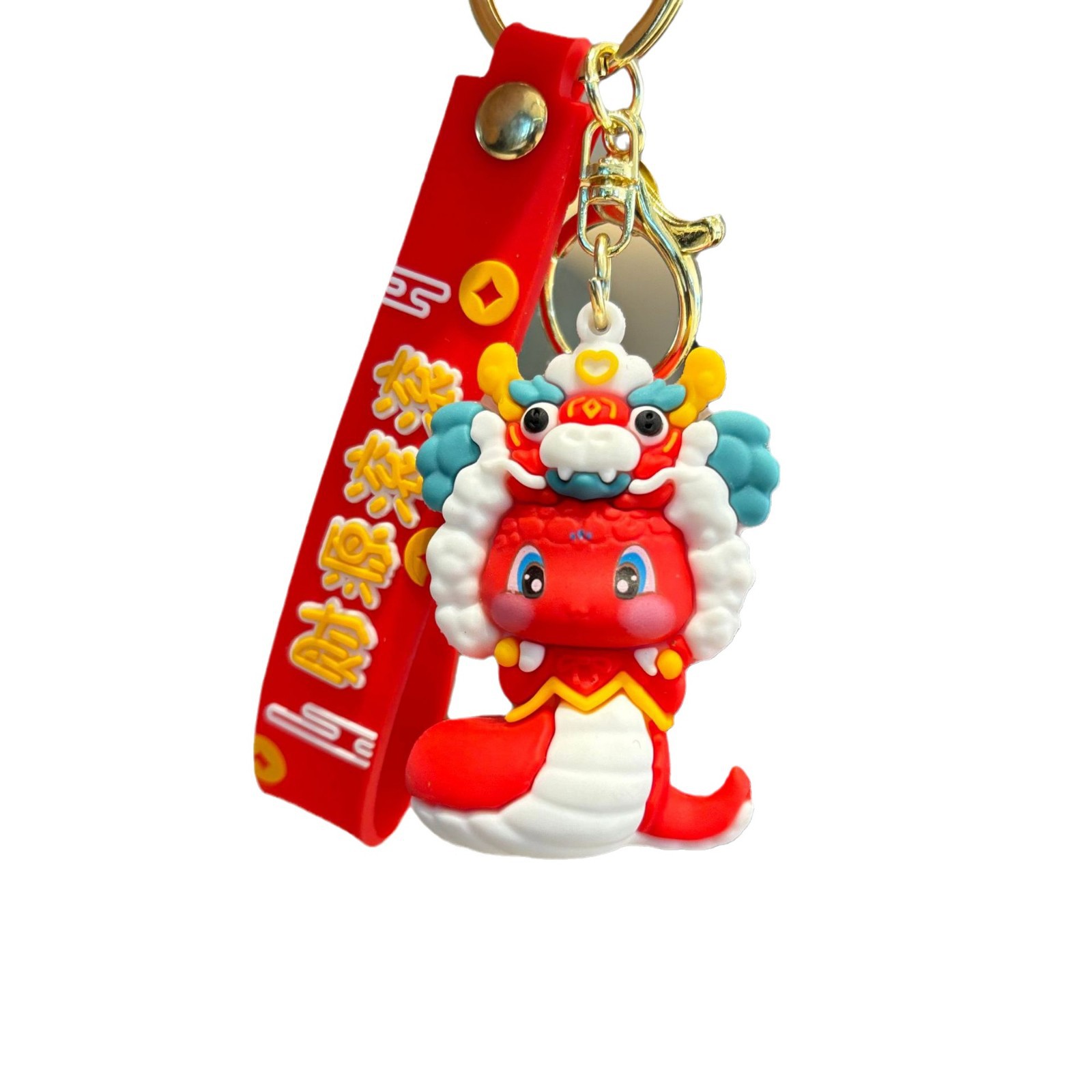Año Nuevo adorable serpiente año zodiacal serpiente oro para atraer la fortuna muñeca tridimensional llavero de automóvil colgante atrapar regalos al por mayor