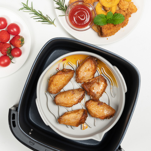 New thickened air fryer silicone baking pan silicone air fryer foldable cake baking pan barbecue plate mat