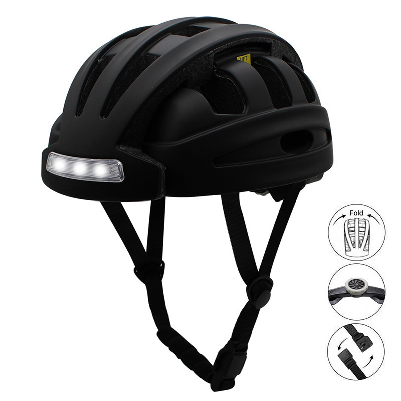 Portable Foldableing Cycling Helmet with Light, Urban Commuter Bicycle Helmet, Safety Protection Led Tail Light Helmet