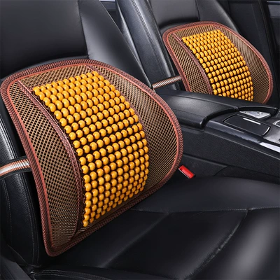 Waist support: Lumbar Support Integrated Seat Cushion Hard - warm-rice-2-pieces-of-lumbar-support-maple-wood-beads3d-meshbreathable-and-comfortable