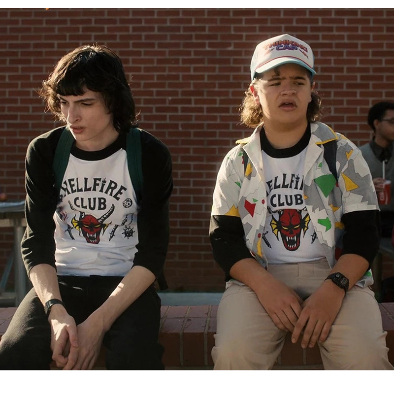 2026 Men's Trendy American Street Style Stranger Things Hellfire Club Round Neck Short-Sleeved T-Shirt T-Shirt