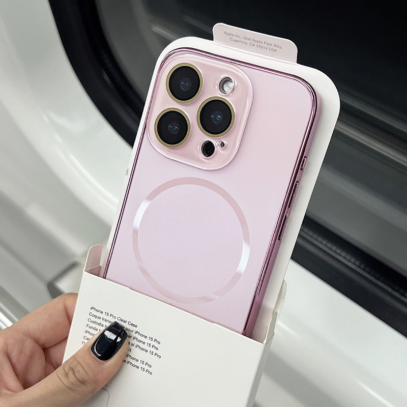 iPhone17電気メッキAGマット細円磁気吸着携帯電話ケース、Apple 16promax高級感レンズフィルムに適用|undefined