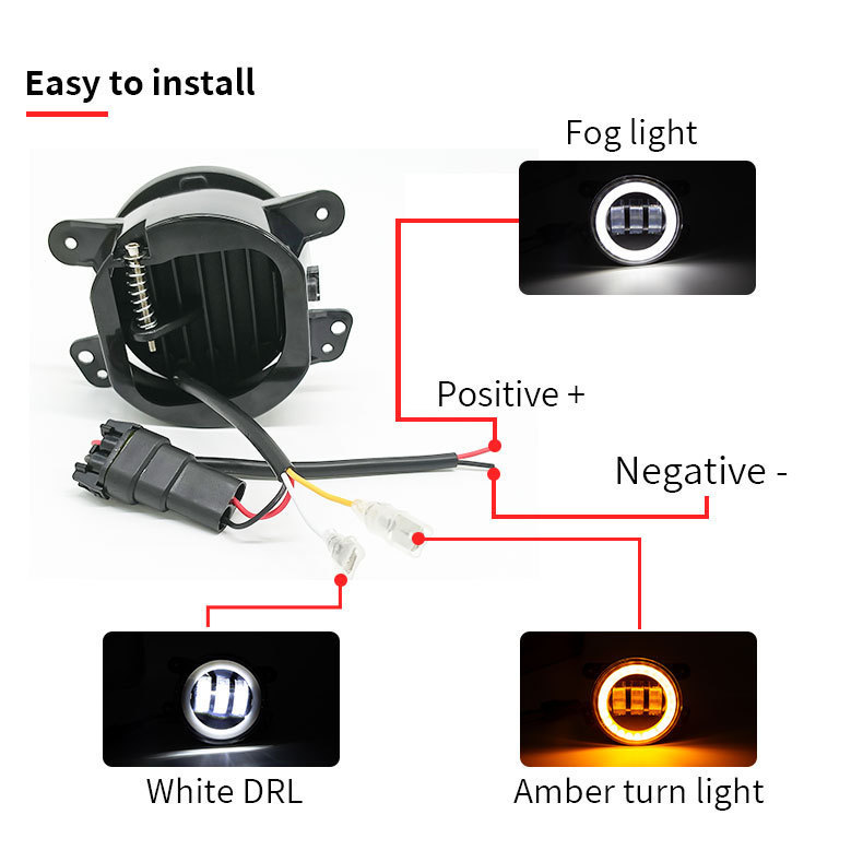Cross-Border 4inch Fog Lights for Jeep Wrangler Headlight Modification, J-Eep Jk, Bj212 Car Fog Lights, Led Spotlights