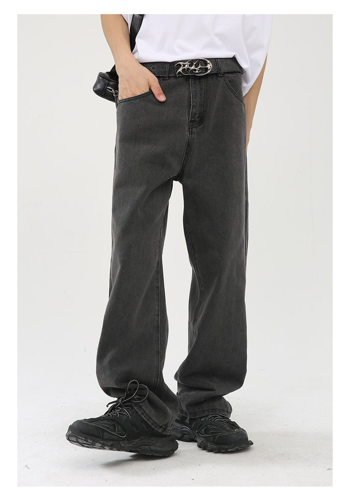 Quần jean nam ống rộng ống đứng dáng suông thoải mái phong cách Hàn Quốc — Xanh denim, Xanh lam đậm, Đen Xám chi tiết 10