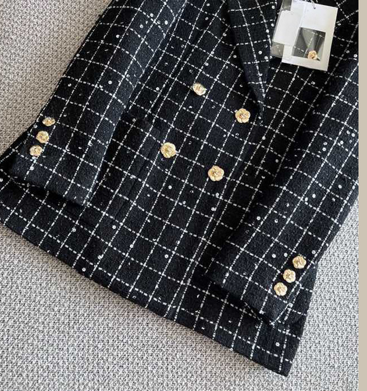 Karierter Web-blazer Eleganter Tweed-mantel Für Das Pendeln_voghion.com
