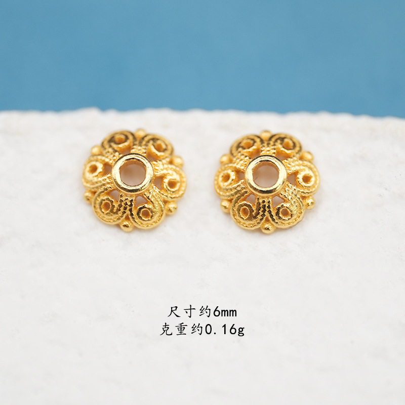 S925银镀24K金花托隔片手链项链串饰diy配件手工隔珠半成品|undefined