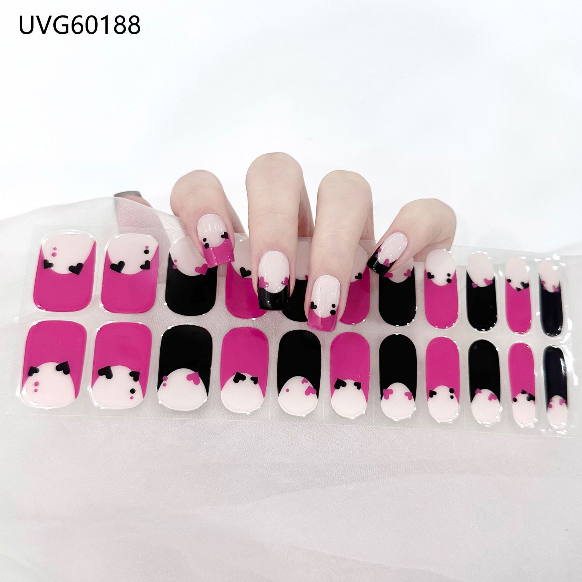 Pegatinas de uñas de gel UV transparentes efecto hielo, semicuradas, con lámina dorada, fototerapia, efecto película de aceite