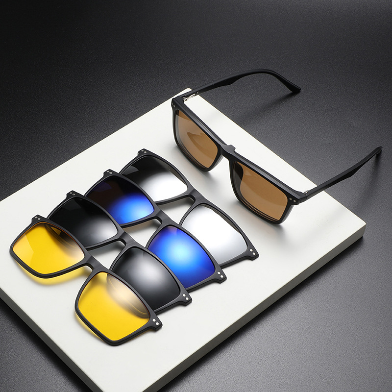 Quadratische Clip-on Sonnenbrille Mit Magnetischen Gläsern Damen_voghion.com