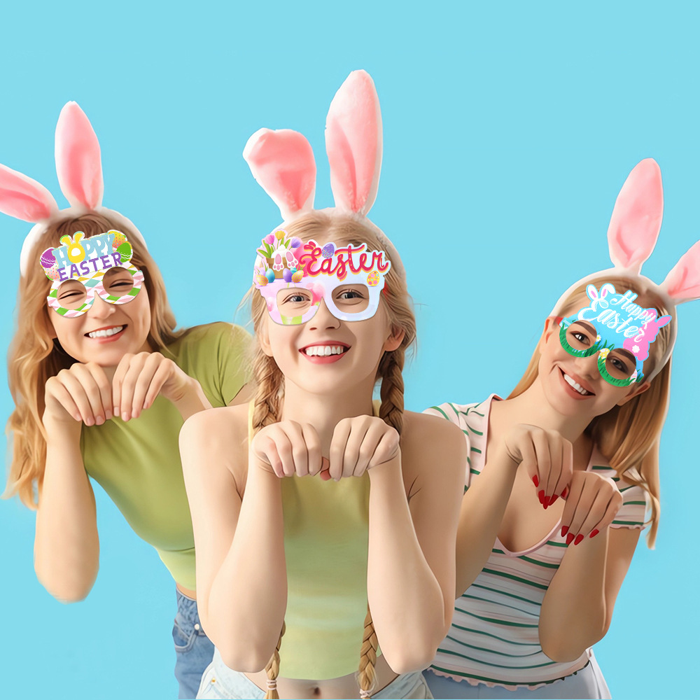 Huevos de pascua de dibujos animados de conejo gafas de decoración de fiesta infantil orejas de pvc fotográficas marcos de gafas
