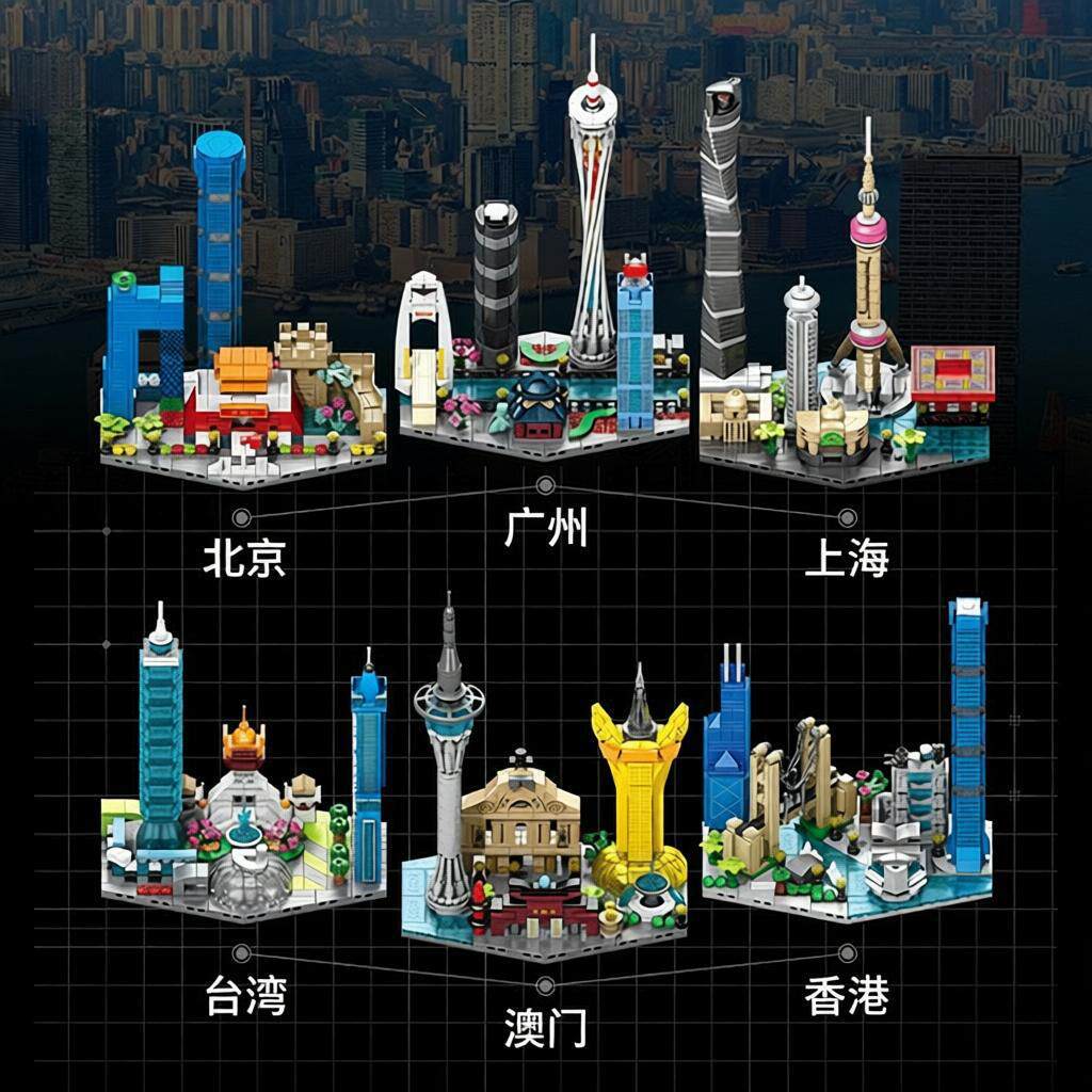 兼容乐城市标志性天际线建筑街景积木北京上海儿童高玩具六一礼物