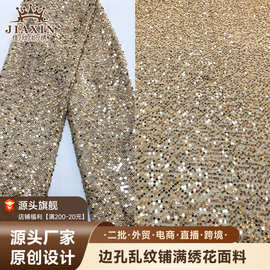 大银网5M边孔乱纹铺满亮片乱纹时装礼服布装服装珠片绣花面料