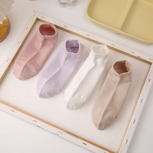 40S high cotton content solid color socks women's socks spring and summer mesh women's boat socks simple anti-pilling ice cream socks