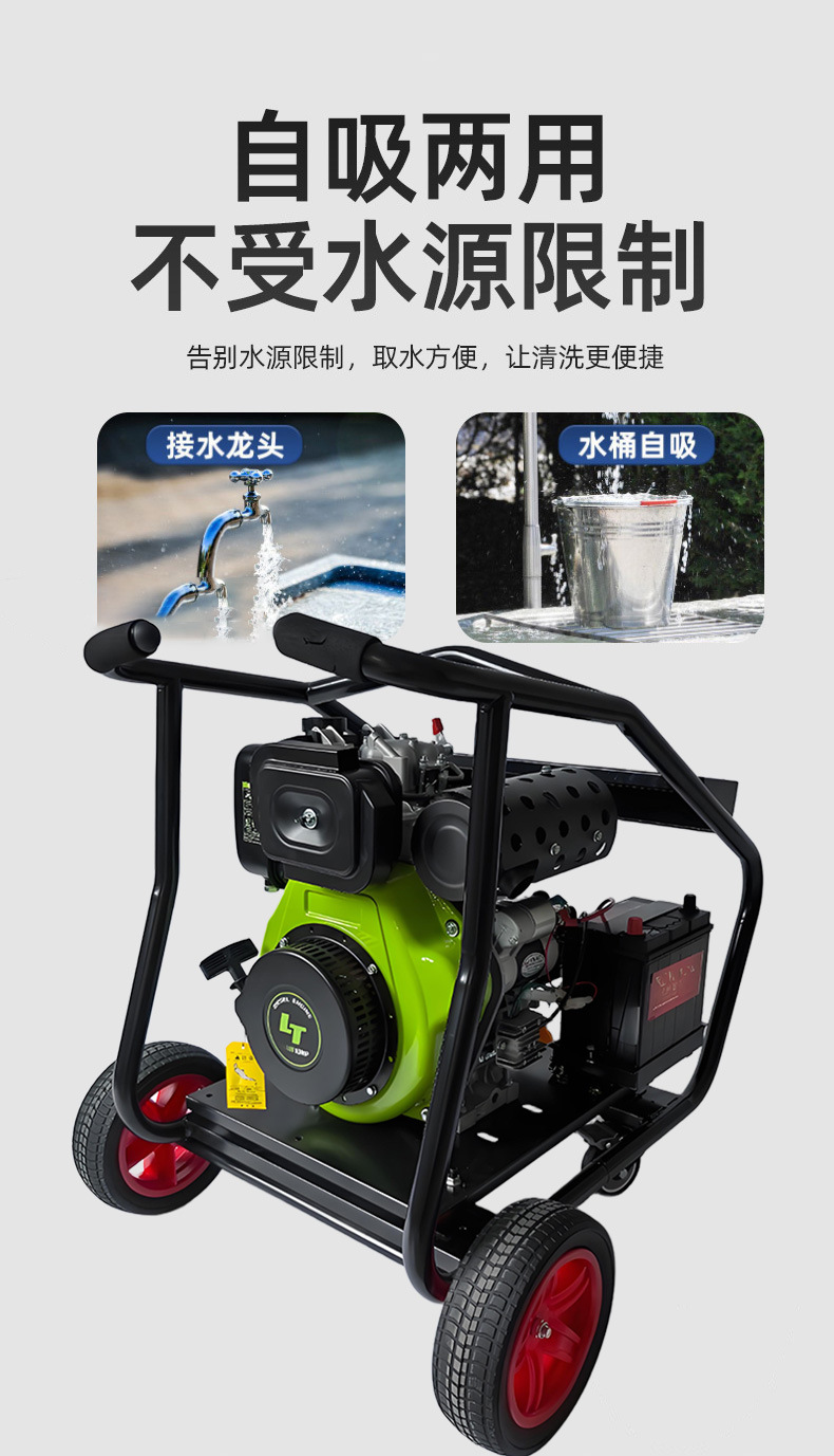 Diesel-Powered Cleaning Machine, Powerful Road Washing Machine, Diesel Version Car Wash Machine Suitable for Livestock and Municipal Road Cleaning