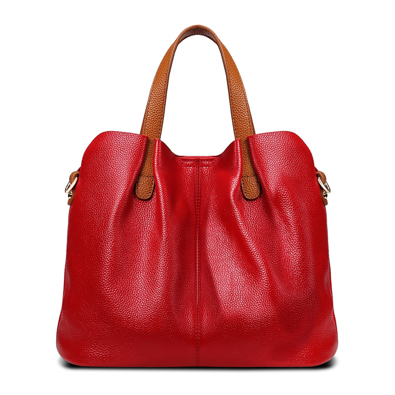 First Layer Cowhide Leather Tote Mother's Bag - Thumbnail 7