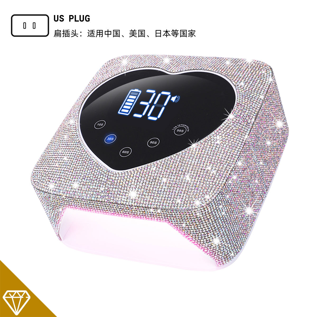 Nuevo diamante de parche transfronterizo, lámpara de manicura inalámbrica, máquina de fototerapia, carga LED, lámpara de parrilla de manicura portátil, tienda de manicura