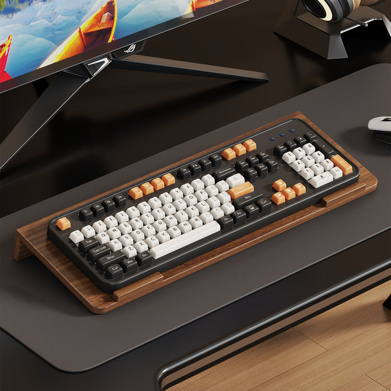 Solid Wood Keyboard Tray Heightening Stand Wooden Floating Desk Desktop Computer Tilt Tray Desktop Mechanical Keyboard