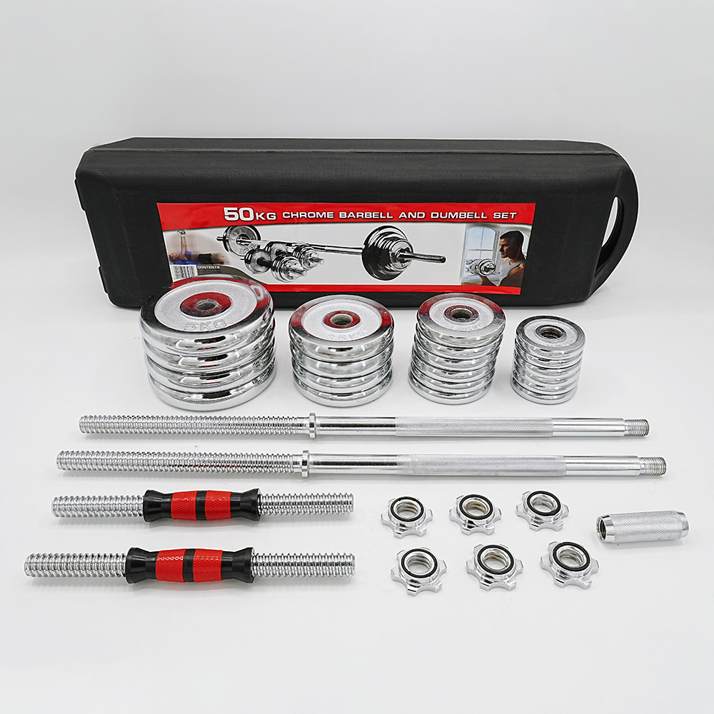 50kg pure iron solid electroplated dumb barbell suit men's disassembly adjustment home sports fitness weightlifting equipment