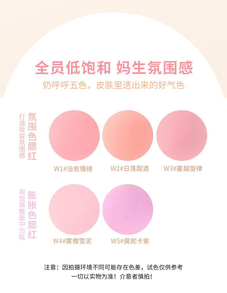 Makeup: xixi Retro mischievous Bear Blush, low saturation Cheek Purple, swelling color, nude makeup, pseudo-natural look, whitening, matte blush Item Picture