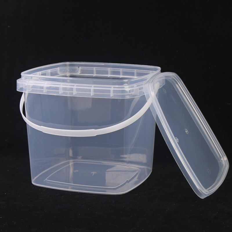 Wholesale 5-gallon square bucket, transparent white plastic bucket, light tight seal with lid and handle supply