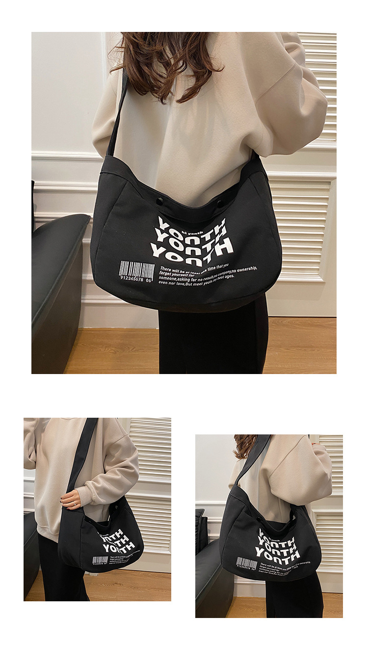 Korean-style canvas bag, artistic Japanese-style Instagram simple single-shoulder bag, school student schoolbag, men's large-capacity commuting bag undefined