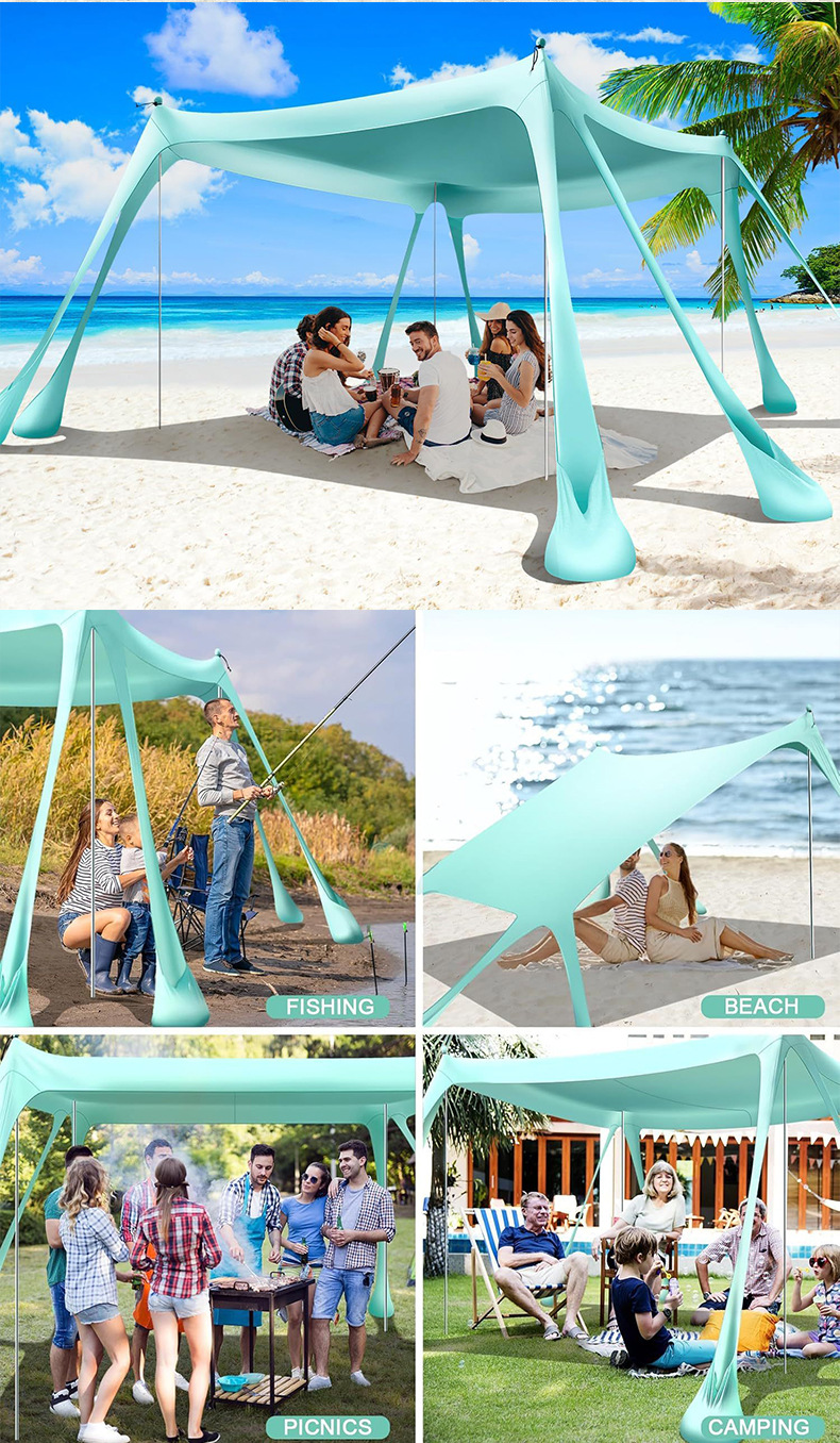 Cross-border Lycra canopy outdoor camping portable octagonal beach dome tent UV-resistant integrated sunshade fabric