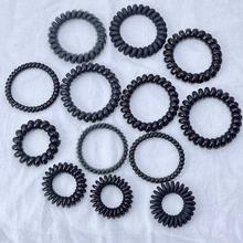 日韩电话线发圈无痕黑色大号小号电话圈发绳扎头发橡皮筋头绳细款