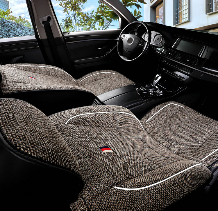 Factory Direct Sales Breathable Linen All-Season Wear-Resistant and Dirt-Resistant Full-Cover Linen Car Seat Cushion and Car Seat Cover