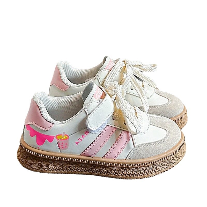 Mergaičių sportiniai bateliai 2024 m. pavasariui ir rudeniui, nauji vaikiški „Board Big Boy Explosion Street Leisure Little White“ bateliai._voghion.com