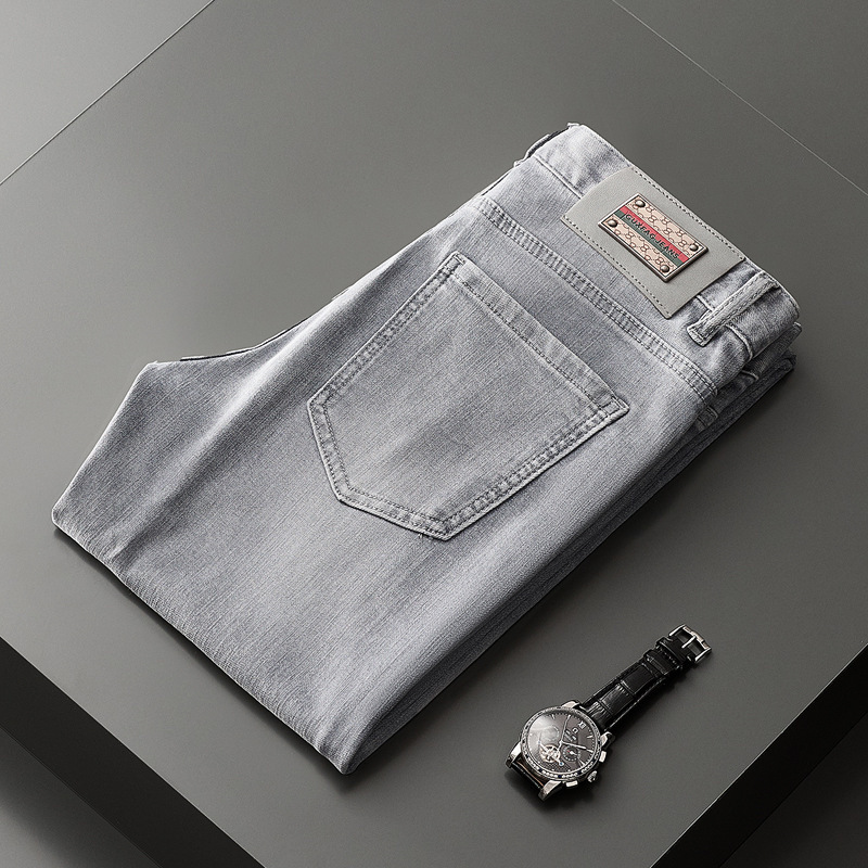 Light Luxury High-end European Jeans Men's Spring and Summer 2025 New Fashion Brand Straight Stretch Slim-fit Skinny Pants