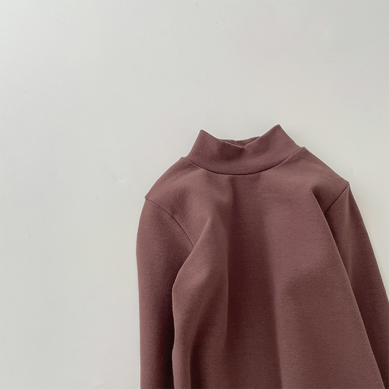 Camiseta de cuello medio elástica de 280 g para niños y niñas, estilo otoño 2026, talla 150-160