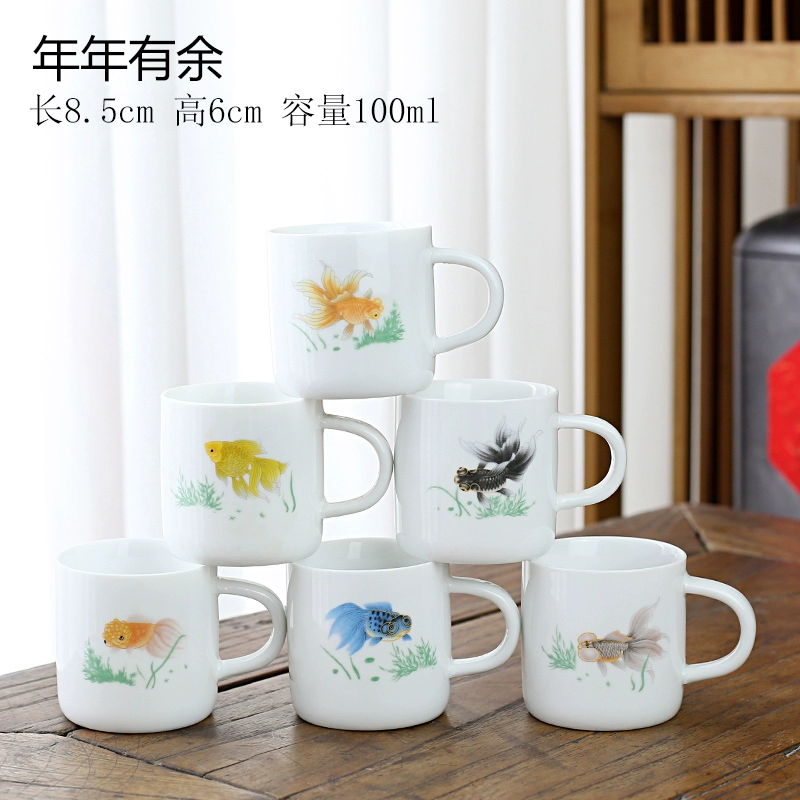 1VPK белая porcelain чашка чая керамическая для мастера чая, подождав, чтобы использовать резинку против ожогов, 6 установленных бокалов
