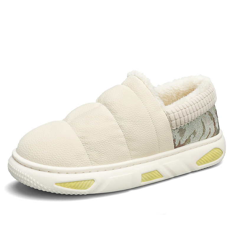 Zapatos de algodón de invierno para hombres engrosados con terciopelo para mantenerse calientes, pedaleando deportes antideslizantes, ocio y suela gruesa zapatos perezosos interiores