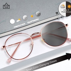 New Metal Frame Sunglasses for Men Fashion Retro Brow Wayfarer Sunglasses for Women Stylish Color-Changing Anti-Blue Light Sunglasses for International Trade