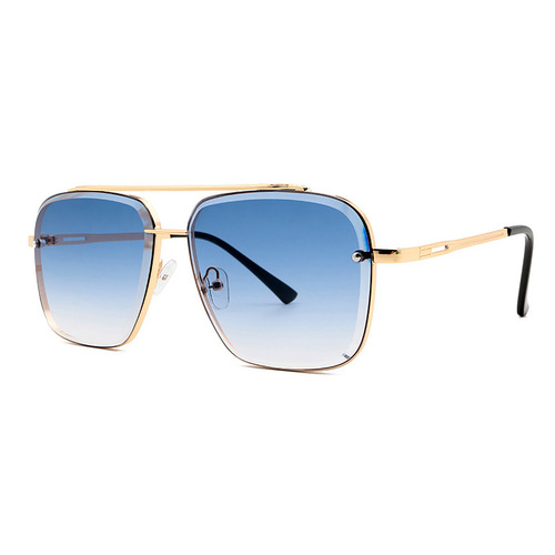  Double Beam Metal Trimmed European and American Fashionable Men's Square Sunglasses Driver Driving Women's Outdoor Sunglasses