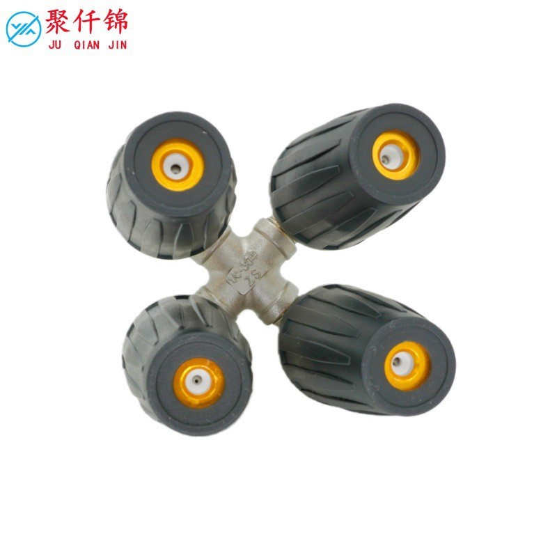 High-pressure water gun turbo rotating nozzle four-way stainless steel water pipe connector 1/4 quick plug 4000psi industrial grade