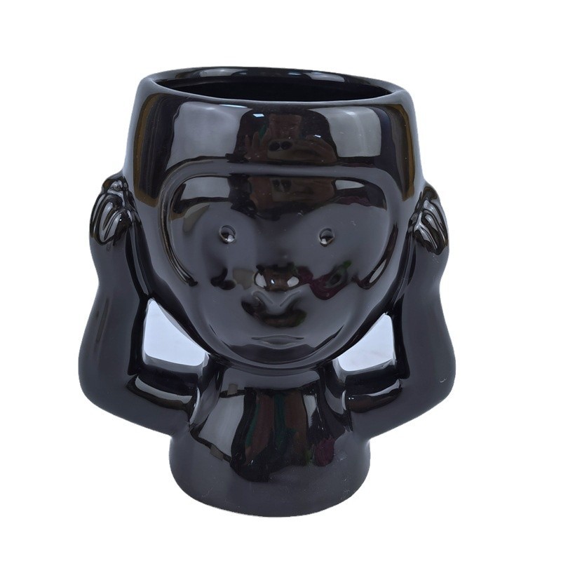 Maceta de cerámica nórdica, maceta de mesa familiar, maceta decorativa, maceta de cerámica pequeña, maceta de flores de mono de tres no, maceta hidropónica