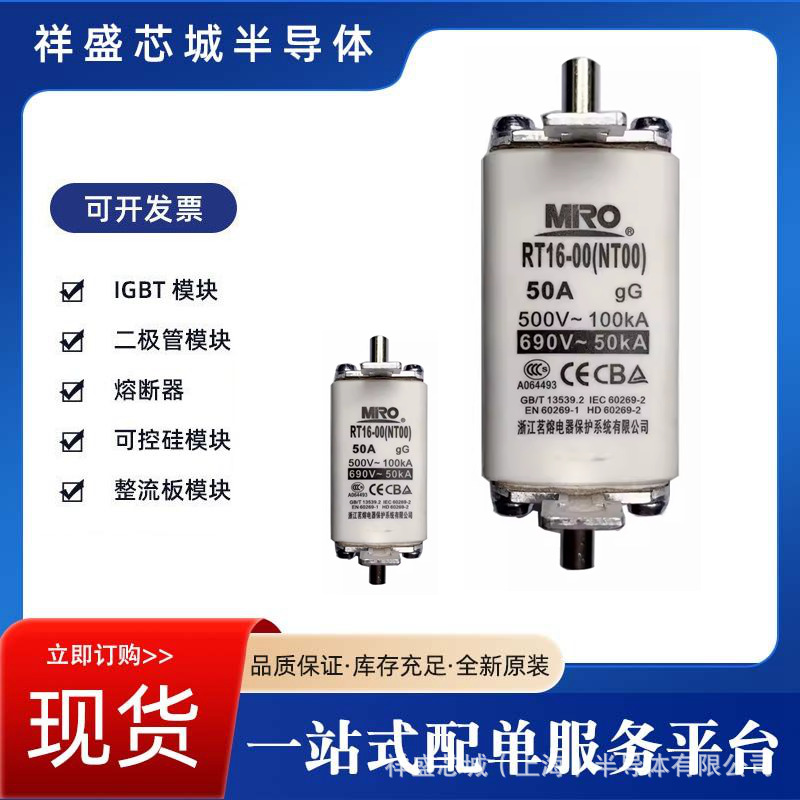 MRO保险丝险管NT00 aM 500V/690V/63A量大从优现货包邮可开票
