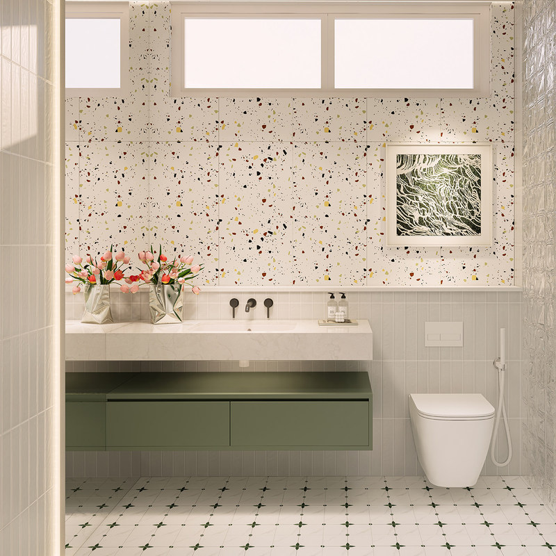 French-Style Retro Bathroom Tiles, Balcony Bathroom Tiles, Square Wall Tiles, Kitchen Entrance Tiles, Non-Slip Floor Tiles