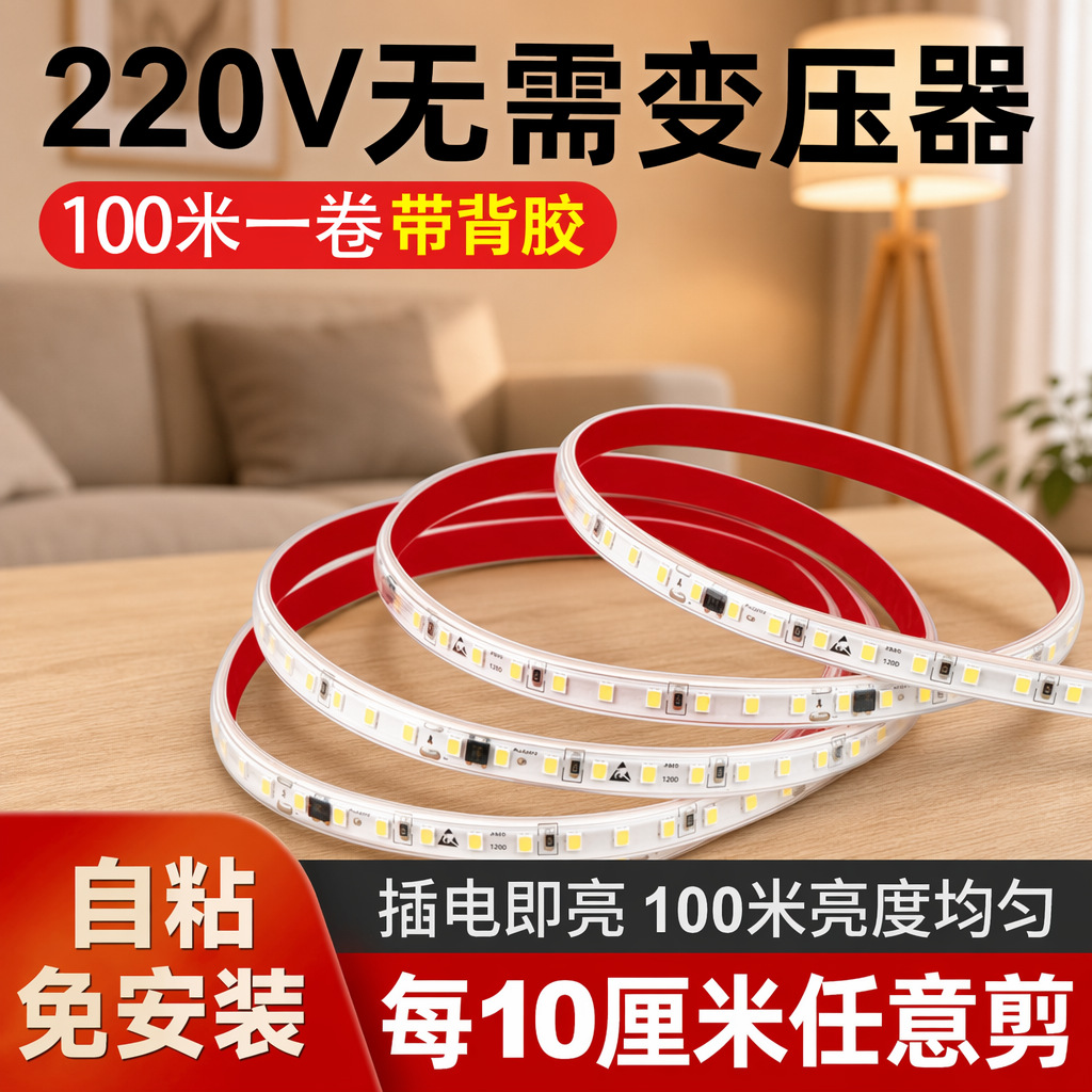 220自粘led灯带软展示线形贴片免变压器户外防水灯条灯槽可调光