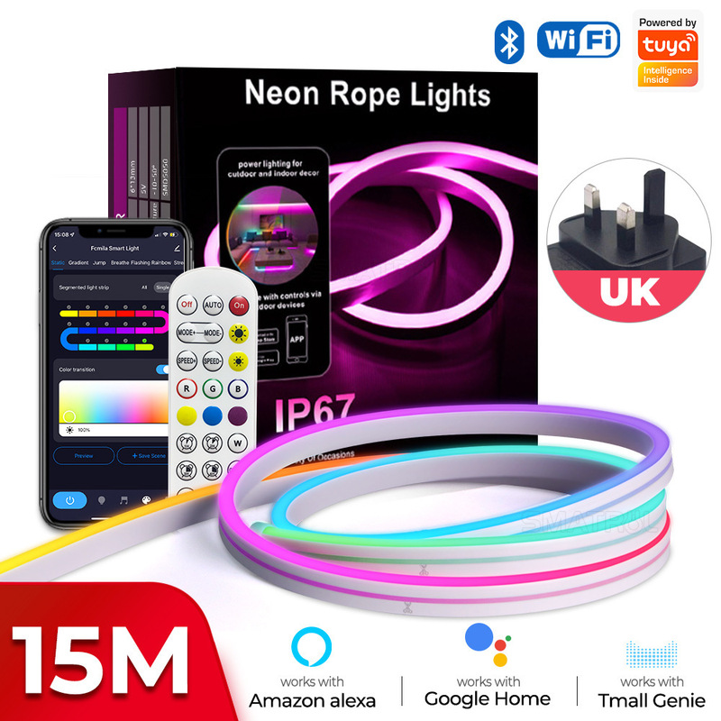Tuya WIFI スマートシリコン LED ネオンライト Bluetooth 音楽リモコン APP 音声タイミングマーキーテープ付き|undefined