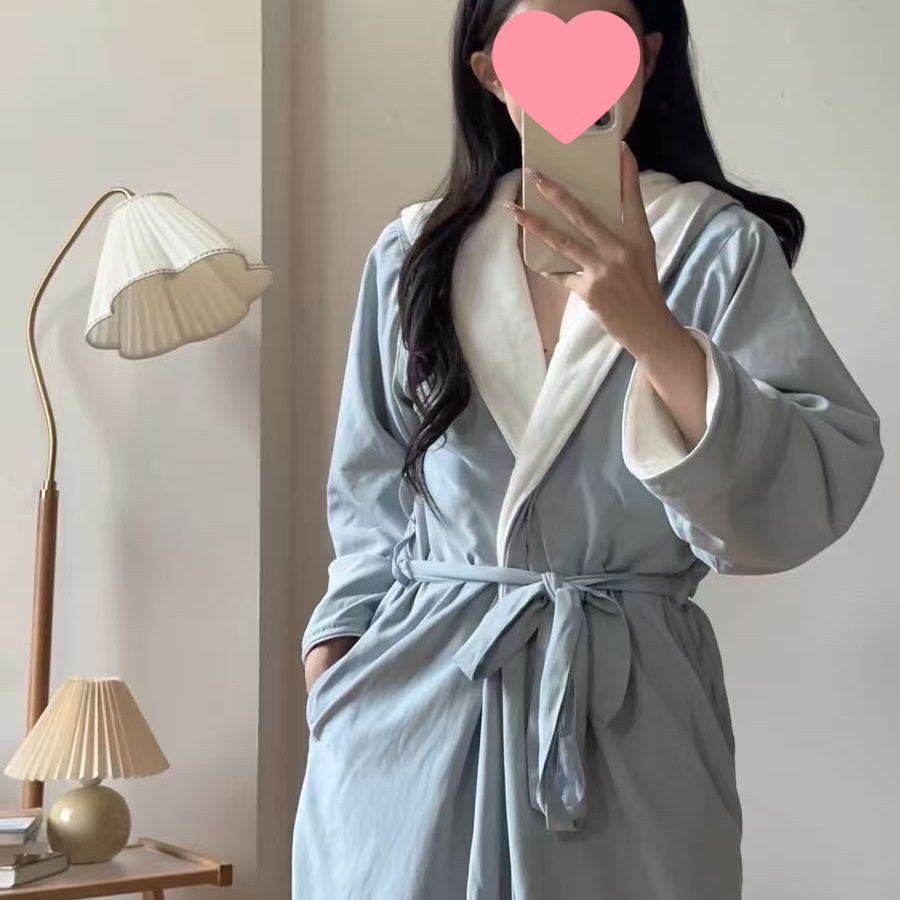 인터넷 유명 하이 엔드 인터콘티넨탈 호텔 5 성급 더블 레이어 목욕 가운 커플 흡수성 여성 커플 롱 흡수성 빠른 건조