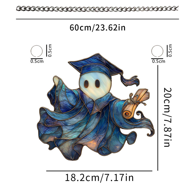ハロウィン新月下の就寝前の読書リトルゴースト 2D フラットアクリルホリデー雰囲気装飾ペンダント|undefined