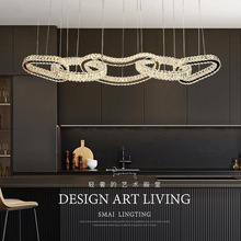 轻奢餐厅吧台吊灯2022新款水晶灯后现代北欧创意别墅餐桌饭厅灯具