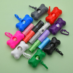 Pet Waste Bag Bone-Shaped Litter Pickup 2 Rolls Adhesive Card Printed Dog Poop Bag Dispenser Combo Set