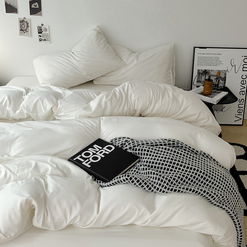 Cama de cuatro piezas A clase madre y bebé dormir desnudos ropa de cama de algodón lavado con agua cubierta cama dormitorio cama de tres piezas