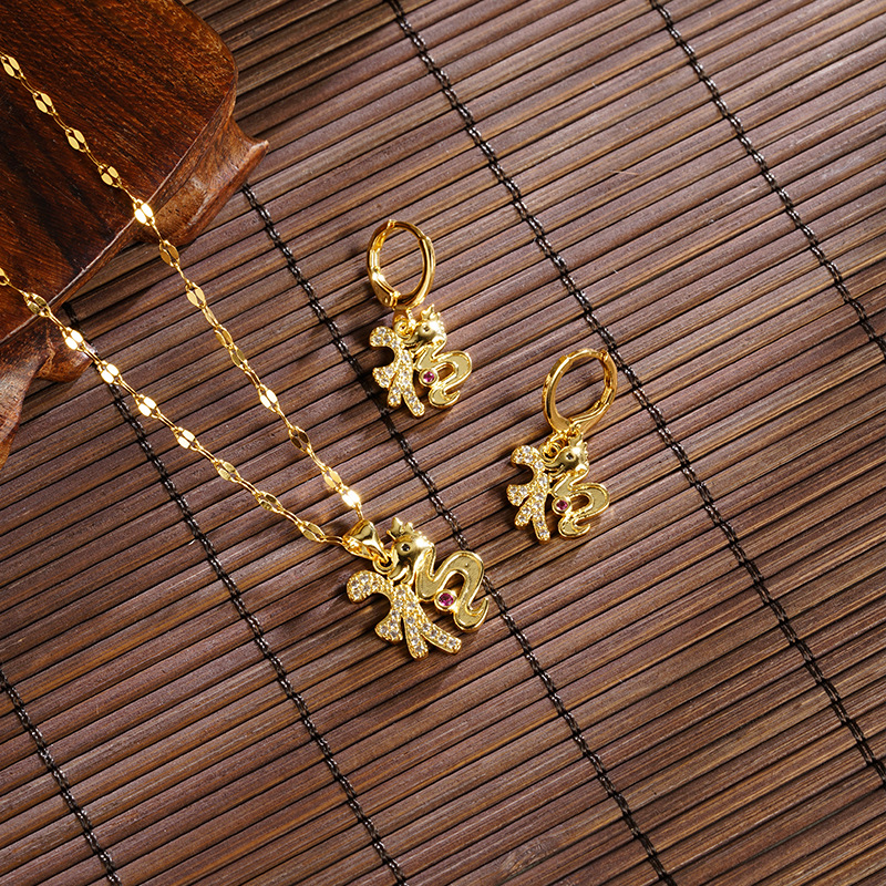 Antiguo método de oro de arena vietnamita imitación de diamante Fu collar orejas de alta calidad para mujeres no se desvanecerá fabricantes de joyas