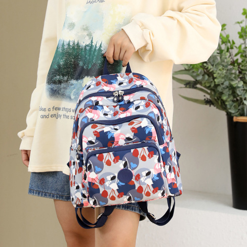 Cross-border casual large-capacity backpack for women 2024 fashion printed travel backpack nylon cloth commuting trendy backpack
