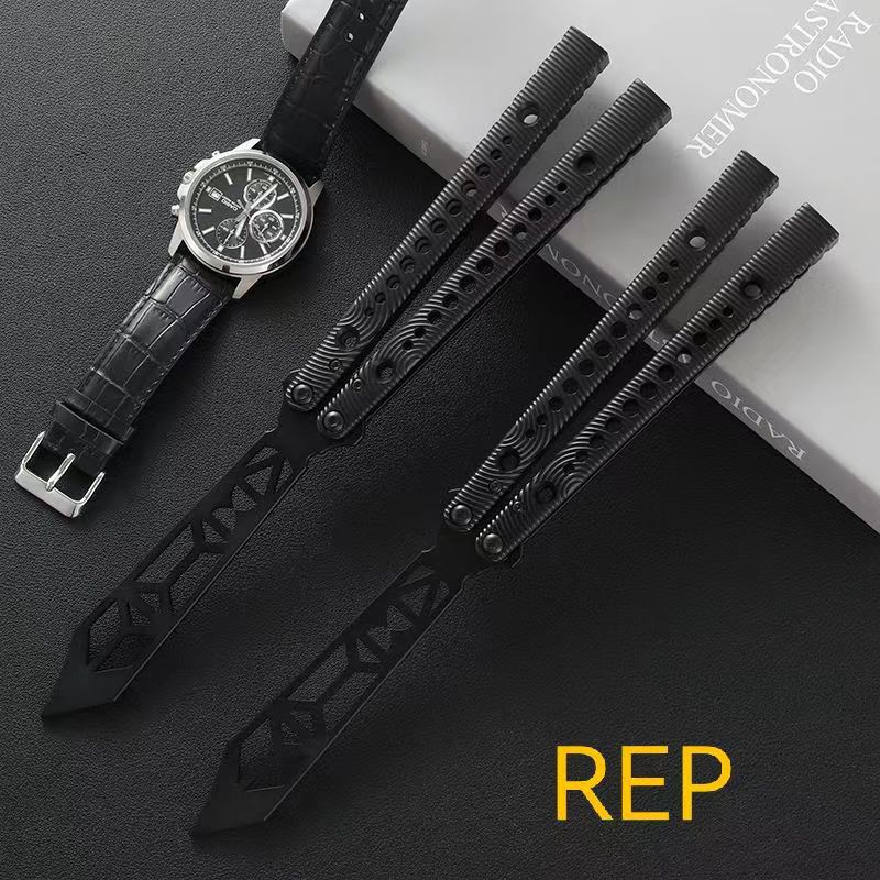 海妖REP防滑纹7075航空铝蝴蝶刀 一体双有效不打刃折叠刀不开刃