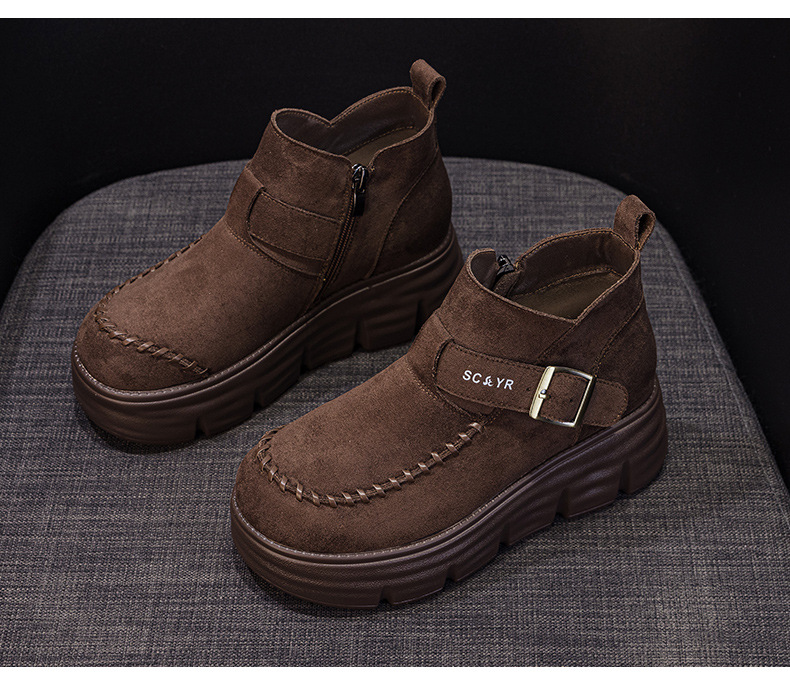Giày boot nữ cổ cao đế dày tăng chiều cao phong cách Anh quốc cổ điển — M2961 màu đen, Lạc đà M2961, M2961 màu nâu, M2961 màu vàng chi tiết 28