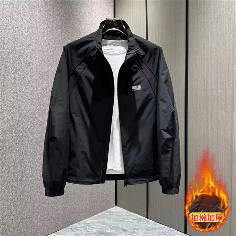 秋冬休闲男士宽松春秋潮流百搭立领透气加棉加厚二棉棉衣外套帅气